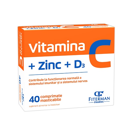 Vitamina C+Zn+D3, 40 comprimate masticabile, Fiterman